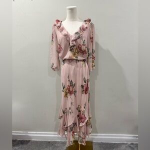 Adrianna Papell 100% Silk Floral Two-Piece Set | Women’s Size 14W